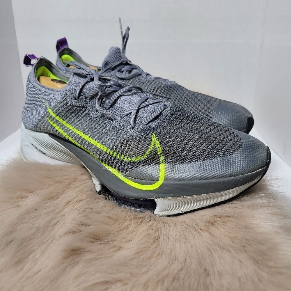 Nike Air Zoom Tempo Next% Flyknit Particle Grey/Volt Running Shoes Size 15